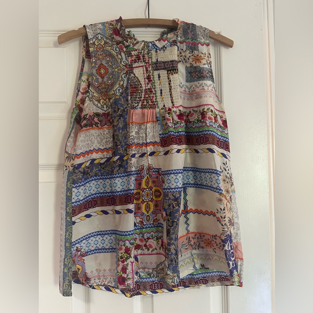 Johnny Was Colorful Patchwork Blouse XXS